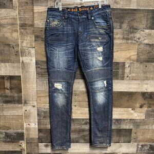 Rock Revival Ayaan Biker Jeans Mens Size 31 (Measures 34x33)
